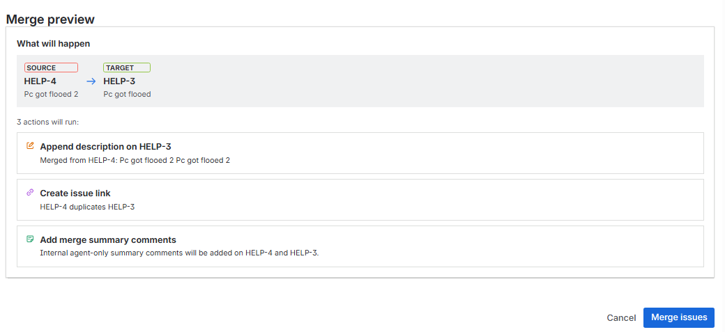 IssueMerge merge wizard with issue search